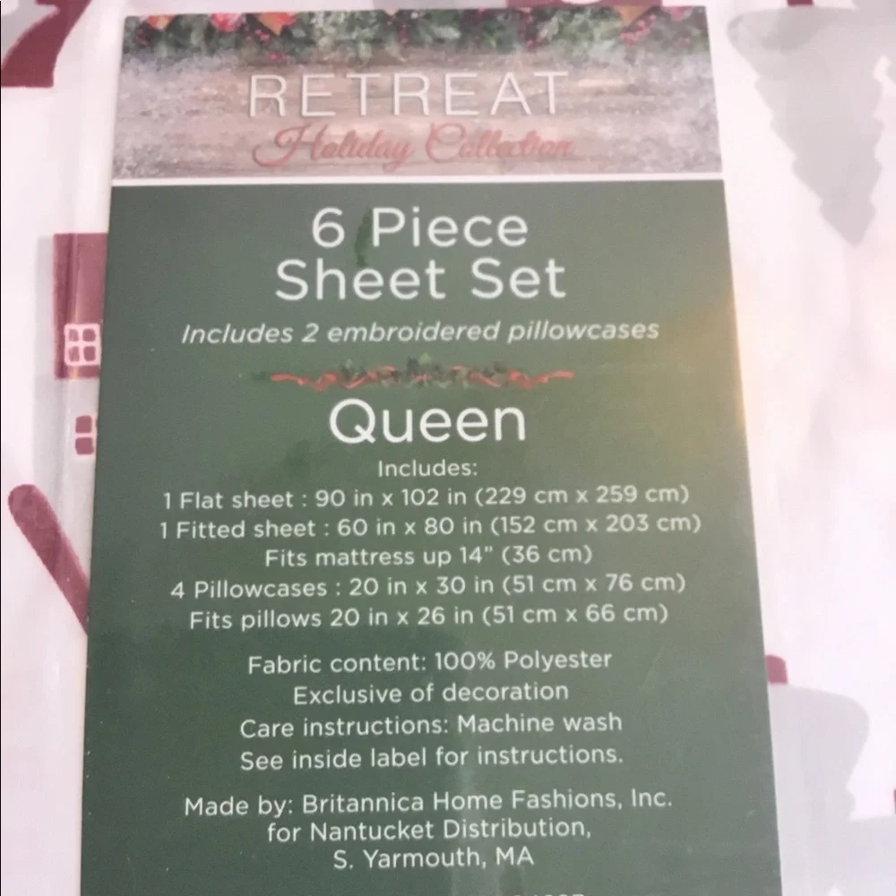 Retreat Holiday Collection Six Piece Sheet Set NWT